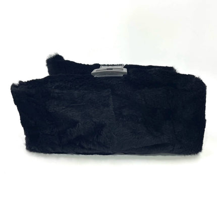 Fendi Mamma Baguette Black Faux Fur Shoulder Bag