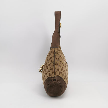Gucci Jackie 1961 Soft Medium Brown Suede Leather and Monogram Web