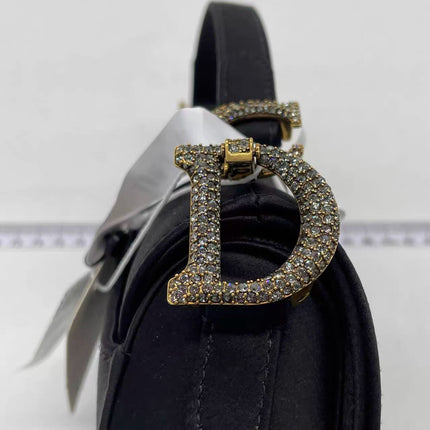 Dior Saddle Mini Silk Black with Crystal Embedded Buckles