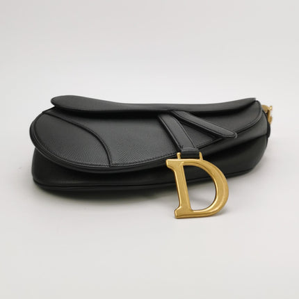 Dior Saddle 2020 Medium Grained Calfskin Leather Bag Black