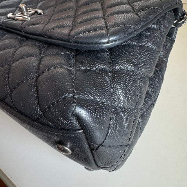 Chanel Coco Handle Medium Black Caviar Leather Silver Hardware, 2016