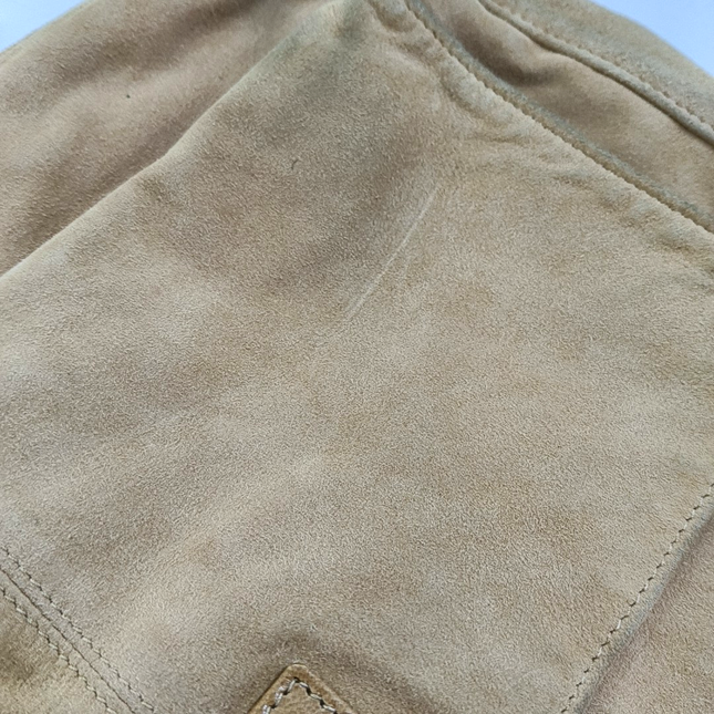 Fendi Mamma Baguette Large Brown Suede Leather Zipper Opening