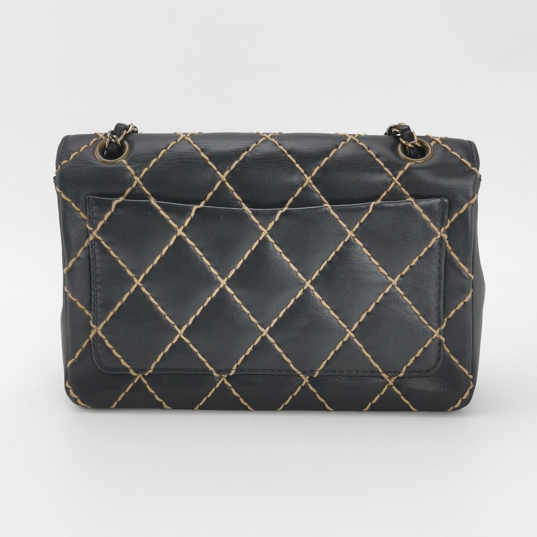 Chanel Wild Stitch Flap Black Leather with Stitching Detail 2000