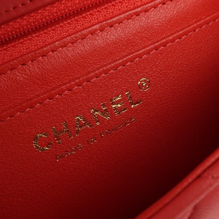 Chanel Classic Flap Mini 2019 Red Lambskin Leather Gold Hardware