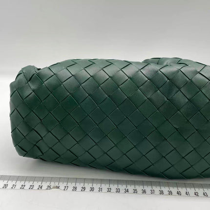 Bottega Veneta Pouch Large Intrecciato Dark Green Calfskin Leather Clutch