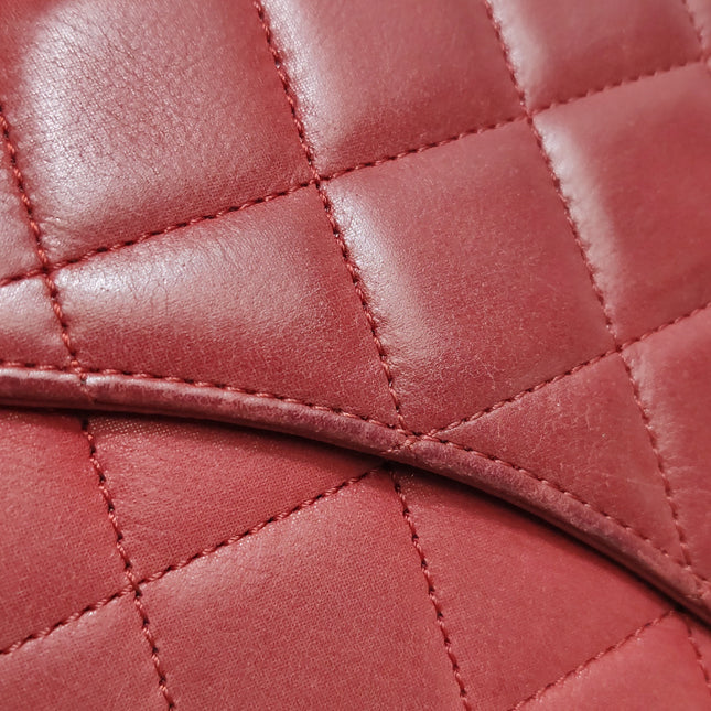 Chanel Classic Flap Medium Happy Stitch Red Aged Calfskin Leather Gold Hardware, 2015-2016