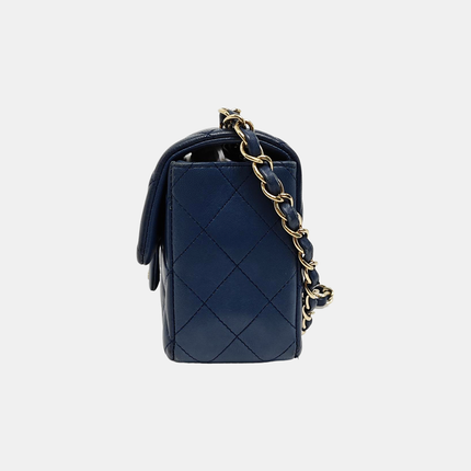 Chanel Classic Flap Rectangular Mini 2015 Navy Lambskin Gold Hardware
