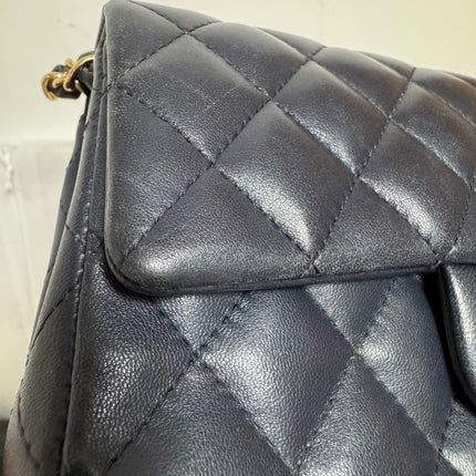 Chanel Classic Flap Rectangular Mini 2015 Navy Lambskin Gold Hardware