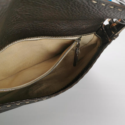 Fendi Baguette Selleria Calfskin Leather Brown Shoulder Bag