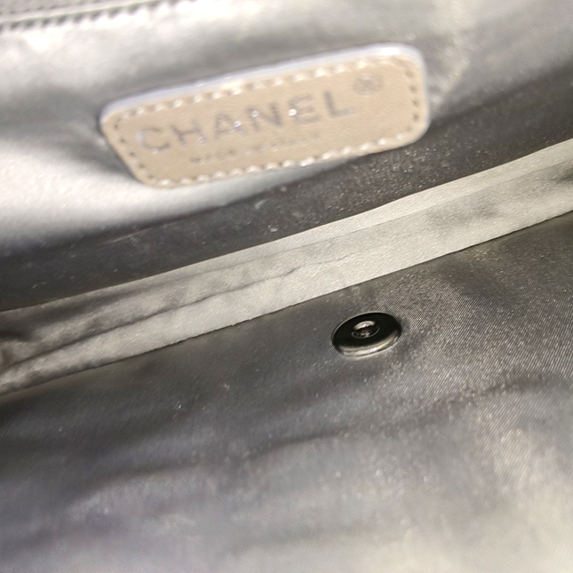 Chanel Ice Cube Chocolate Bar Classic Flap Metallic Silver PVC with Leather