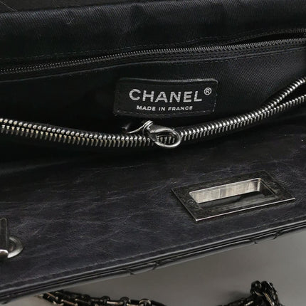 Chanel 2.55 Black Shiny Calfskin leather Tote Bag