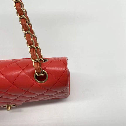 Chanel Classic Flap Medium Red Lambskin Leather with Gold Hardware