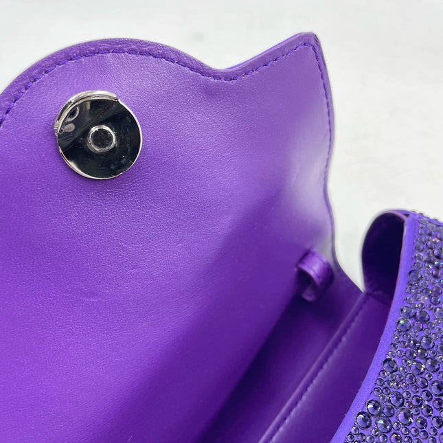 Versace La Medusa Mini Crystal Embellished Top Handle Bag in Purple