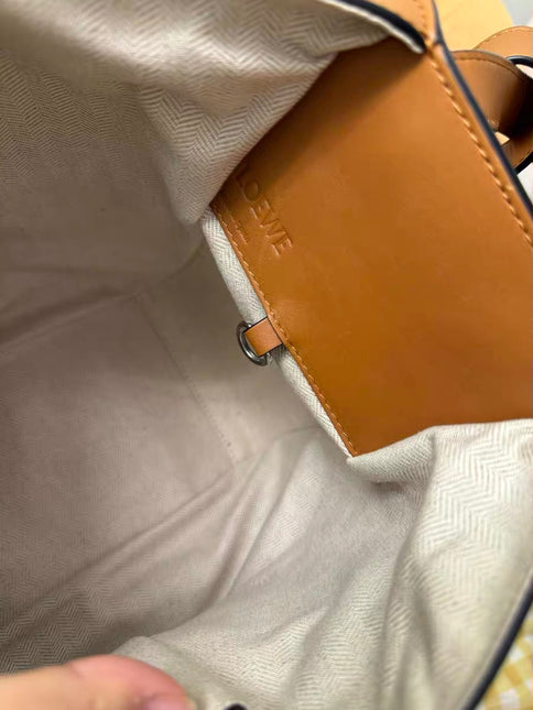 Loewe Hammock Mini Brown Leather Raffia Top Handle Crossbody Bag