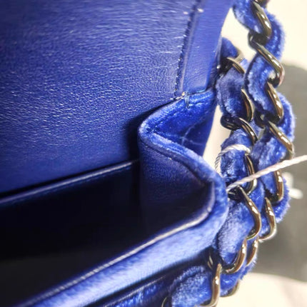Chanel Classic Flap Medium Royal Blue Velvet Silver Hardware