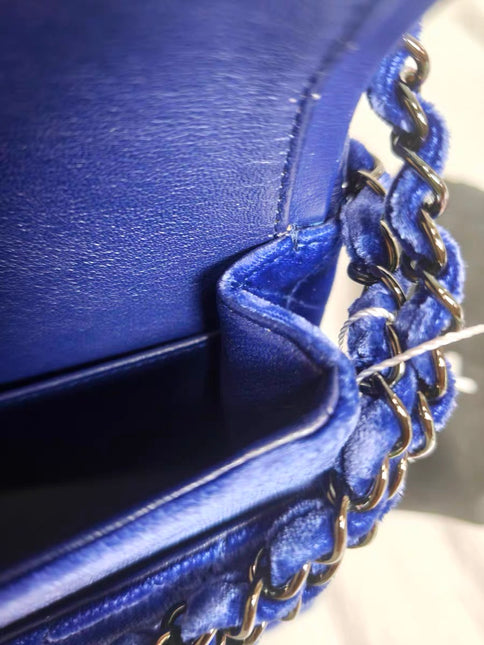 Chanel Classic Flap Medium Royal Blue Velvet Silver Hardware