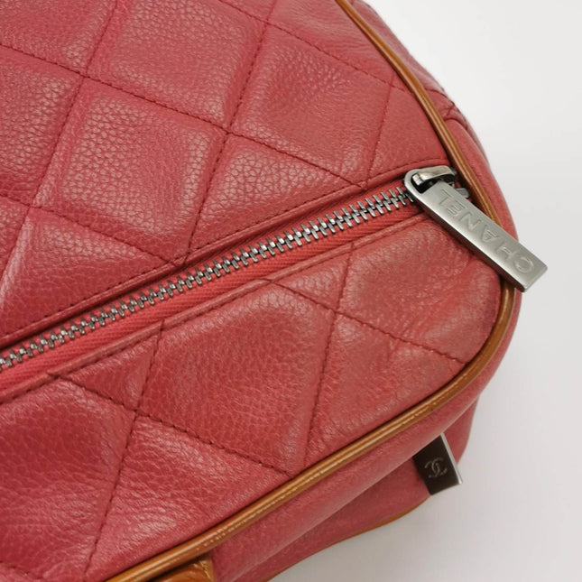 CHANEL Caviar Quilted Large Bowler Bag Red