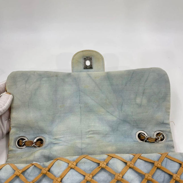 Chanel Jumbo Canebiers Net Knots Flap Blue Denim