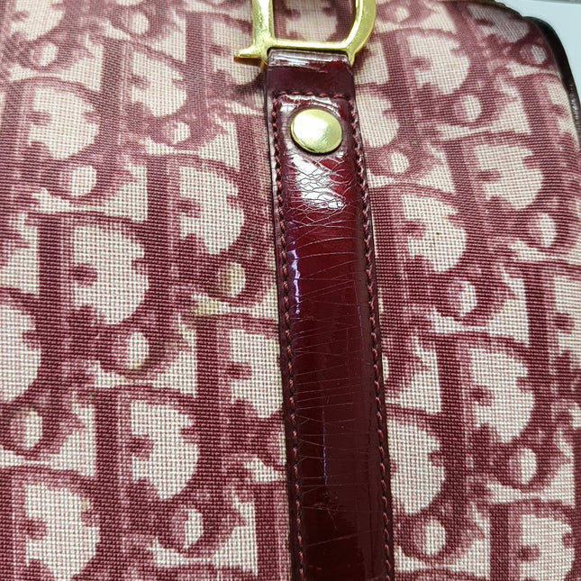 Christian Dior Trotter Boston Cloth Oblique Medium Red Handbag