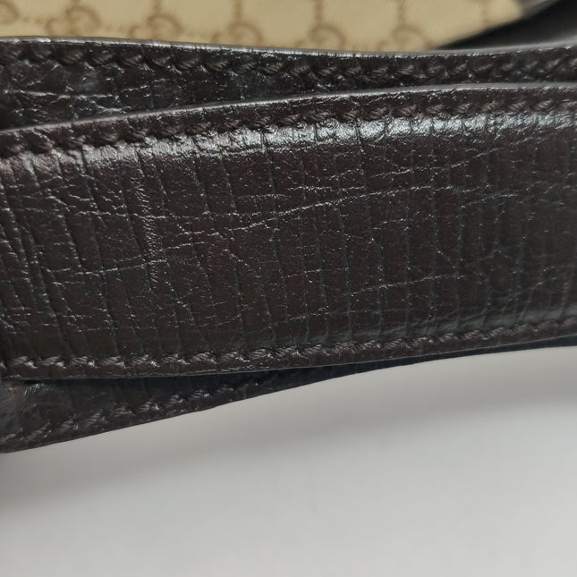Gucci Large Vintage Brown Monogram and Leather Side Horsebit Shoulder Bag