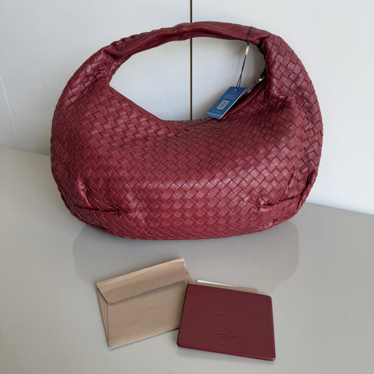 Bottega Veneta Belly Hobo Intrecciato Ancora Red Nappa Leather Medium 40cm-Luxbags