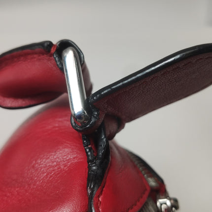 Loewe Puzzle Medium Red Leather with Zipper Crossbody Bag