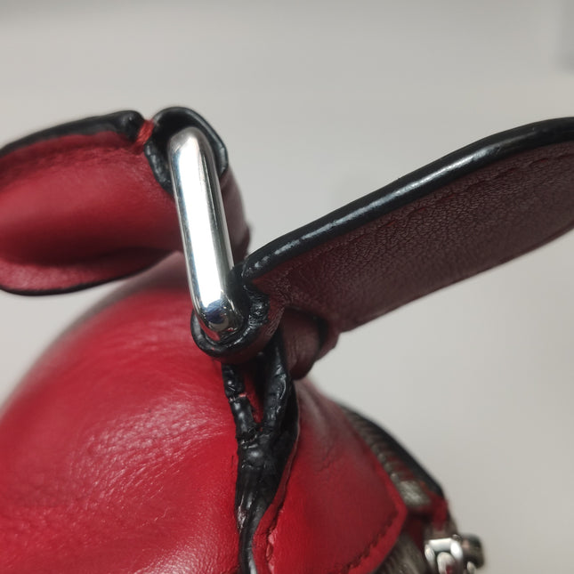 Loewe Puzzle Medium Red Leather with Zipper Crossbody Bag