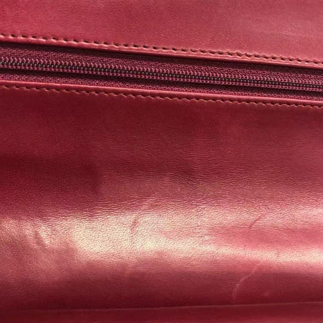 Chanel Classic Flap Medium 2012 Red Burgundy Patent Leather Silver Hardware