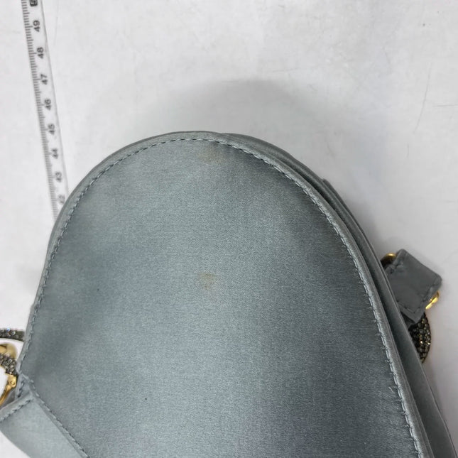 Sold Dior Saddle Mini Silk Blue Grey with Crystal Embedded Buckles