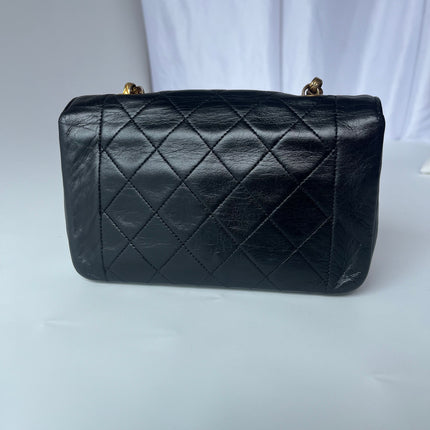 Chanel Diana Flap Bag Mini Black Leather Bijou Chain