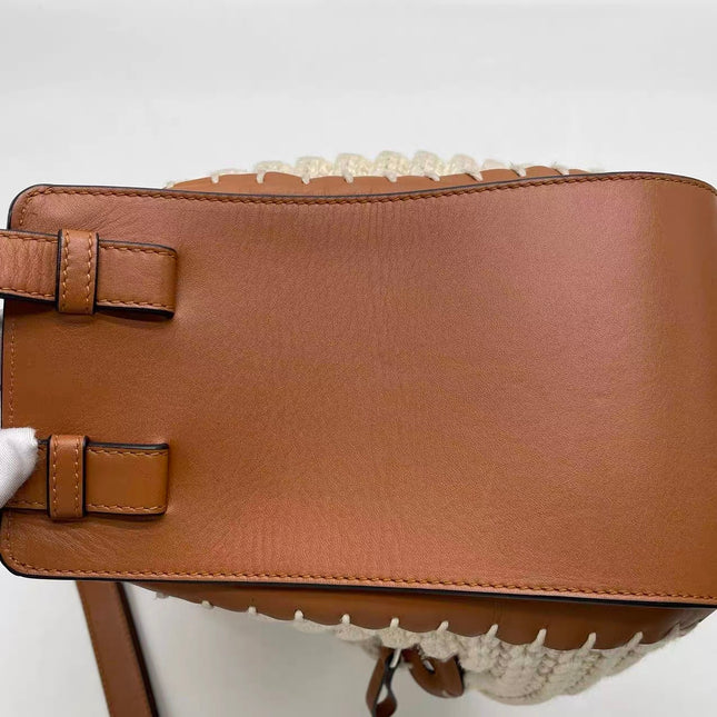 Loewe Hammock Mini Brown Leather Raffia Top Handle Crossbody Bag