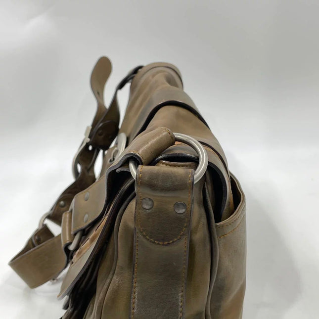 Dior Vintage Gaucho Large Brown Leather Crossbody Bag 36cm