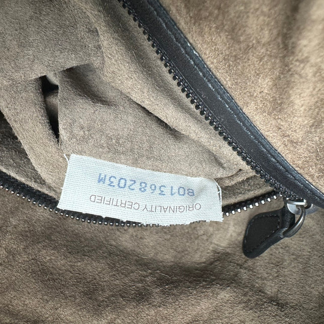 Sold Bottega Veneta Veneta Hobo Medium Leather and Velvet Black 47cm