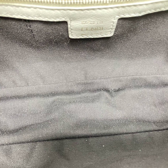 Sold FENDI Baguette White Leather 3D FF Motif Crossbody