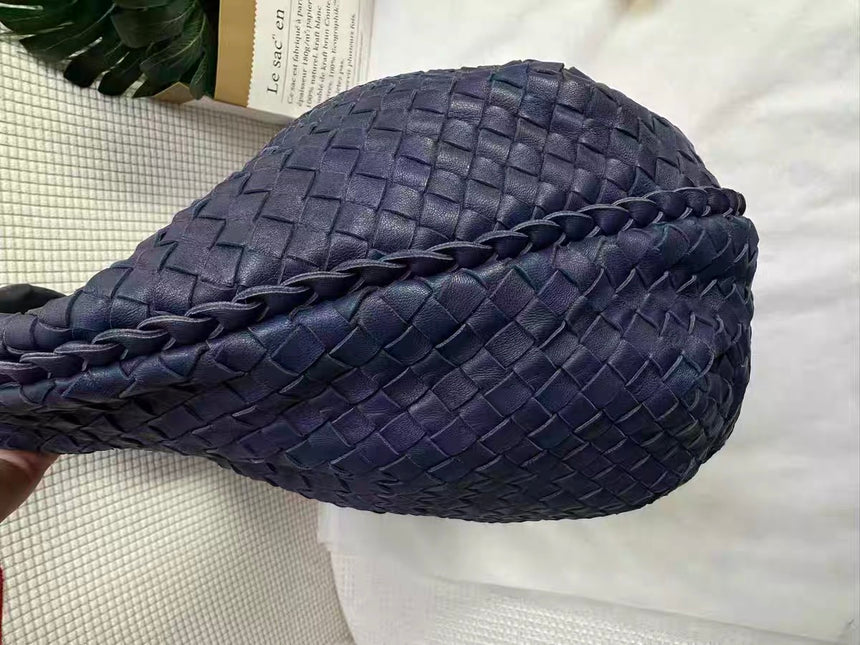 Bottega Veneta Belly Hobo Intrecciato Leather Navy Large 45