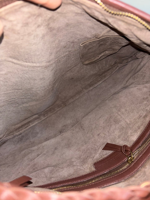 Bottega Veneta Veneta Hobo Intrecciato Chocolate Brown Medium Lambskin Leather 45cm