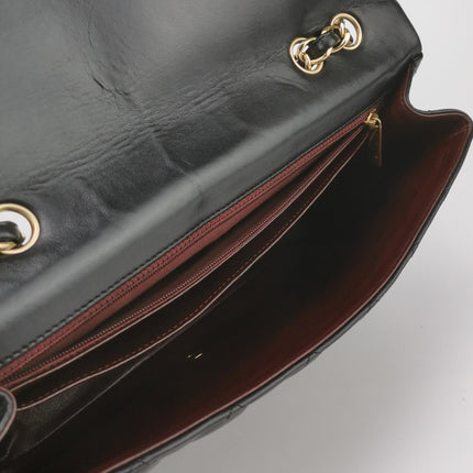 Chanel Classic Flap Jumbo Black Lambskin Leather Single Flap Gold Hardware 2009-2010