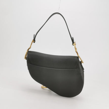 Dior Saddle 2019 Medium Grained Calfskin Leather Bag Black
