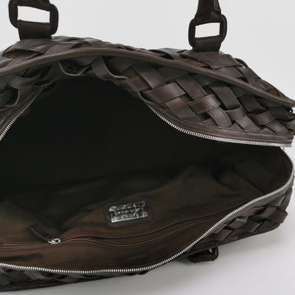 Loewe Amazona 44 in Brown Intrecciato Woven Calfskin Leather Travel Bag