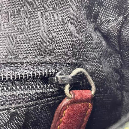 Dior Vintage Gaucho Mini Green Denim Burgundy Leather Crossbody Bag 2006