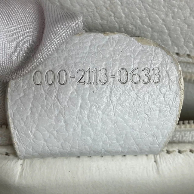 Gucci Bamboo 1947 Top Handle Bag White Grained Leather Medium