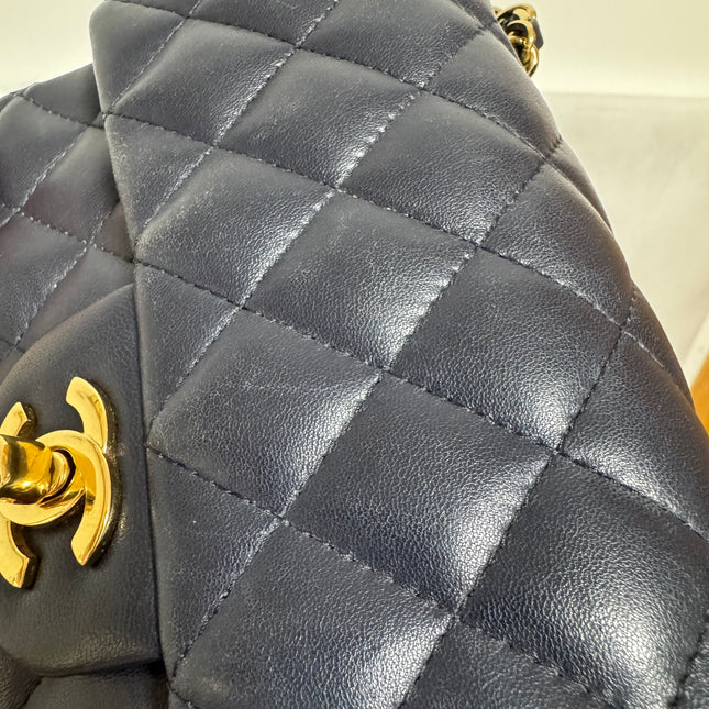 Chanel Classic Flap Rectangular Mini 2015 Navy Lambskin Gold Hardware