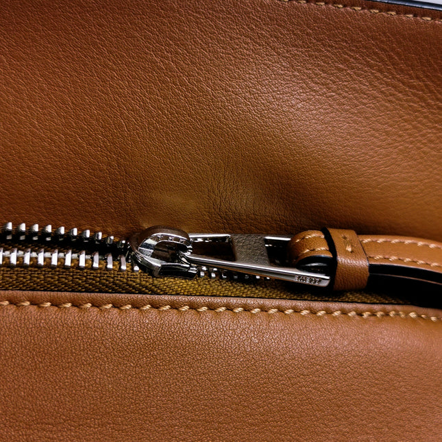 Loewe Puzzle Small Tan Brown Calfskin leather Bag White Logo