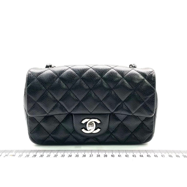 Chanel Classic Flap Mini Black Caviar Silver Hardware 2015-2016-Luxbags