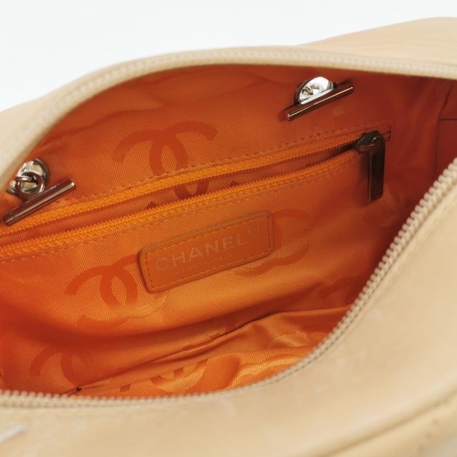 Chanel Cambon Small Shoulder Bag Beige Calfskin Leather Double Strap