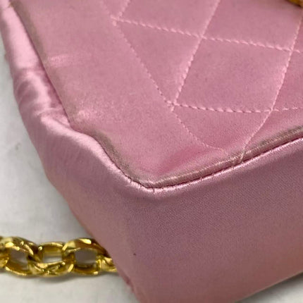 Chanel Diana Flap Bag 1990 Mini Pink Silk Satin Bijou Chain