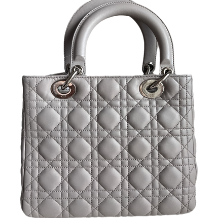 Sold Lady Dior Grey Cannage Leather Medium no strap