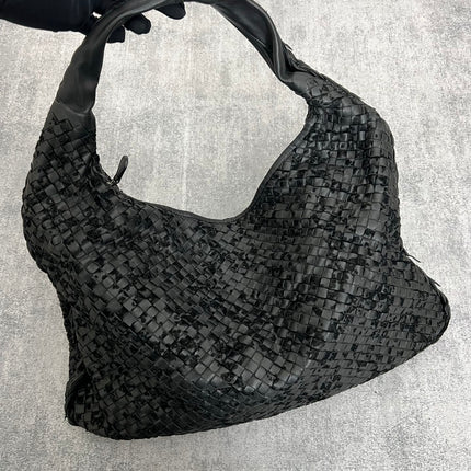 Bottega Veneta Veneta Hobo Maxi Black Leather and Velvet 52cm