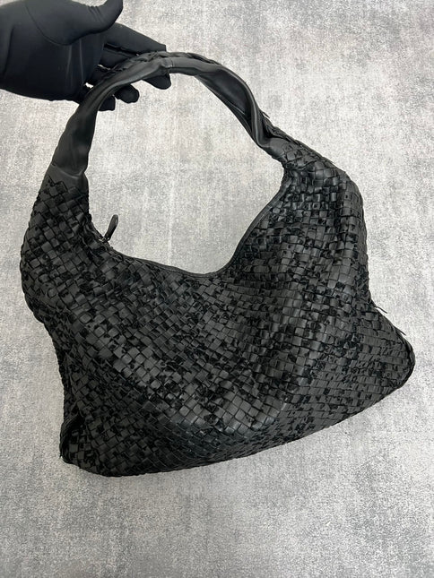 Bottega Veneta Veneta Hobo Maxi Black Leather and Velvet 52cm