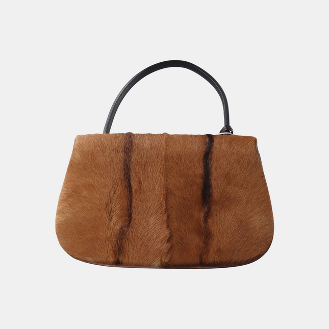Sold Gucci Bamboo 1947 Top Handle Bag Leather Medium Brown Pony-style Calfskin Leather
